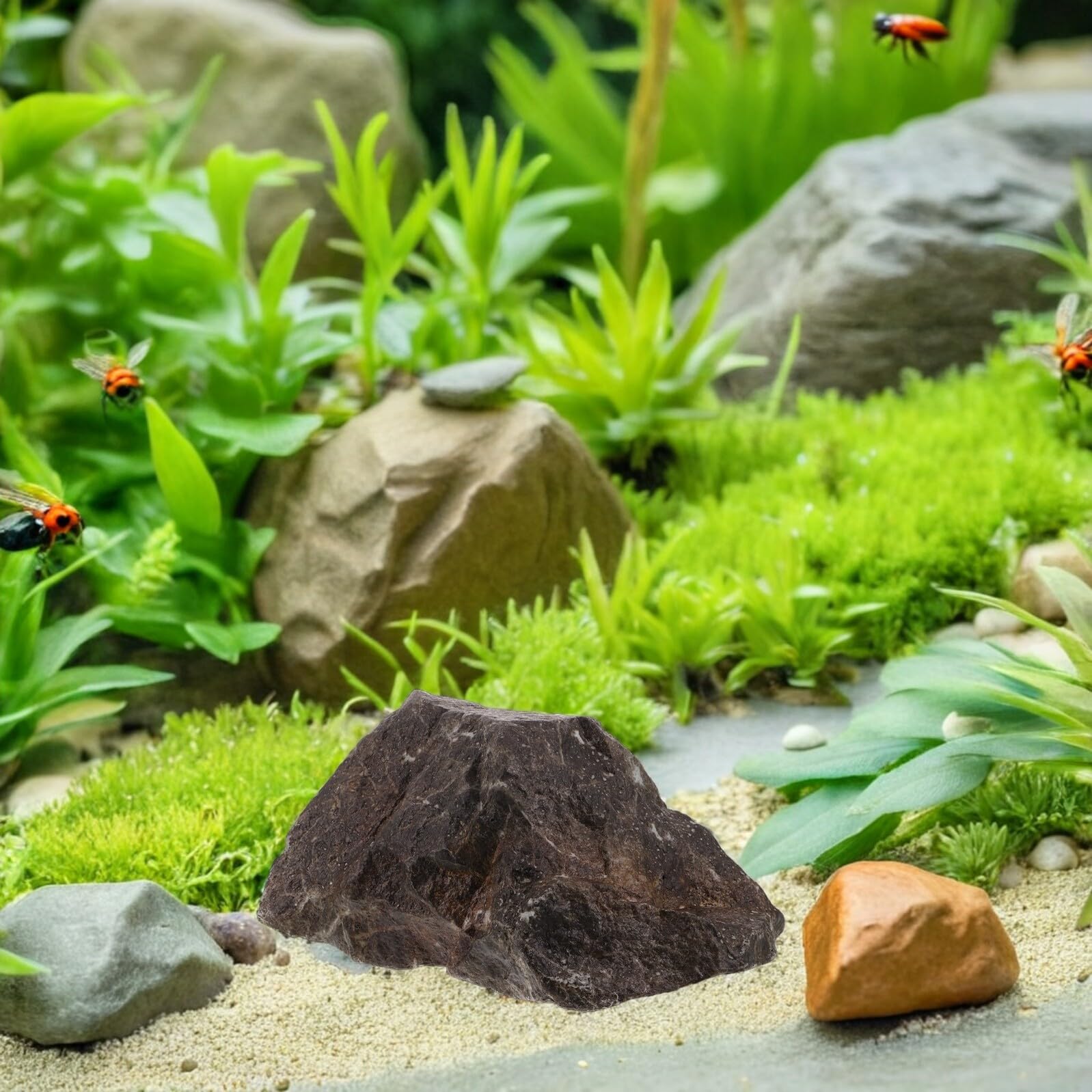 Roca Artificial Decorativa para Acuario y Jardín, Piedra de Simulación de Paisaje en Espuma Ligera, 33x25x18 Cm, Adecuado para Decoración de Peceras y Exteriores