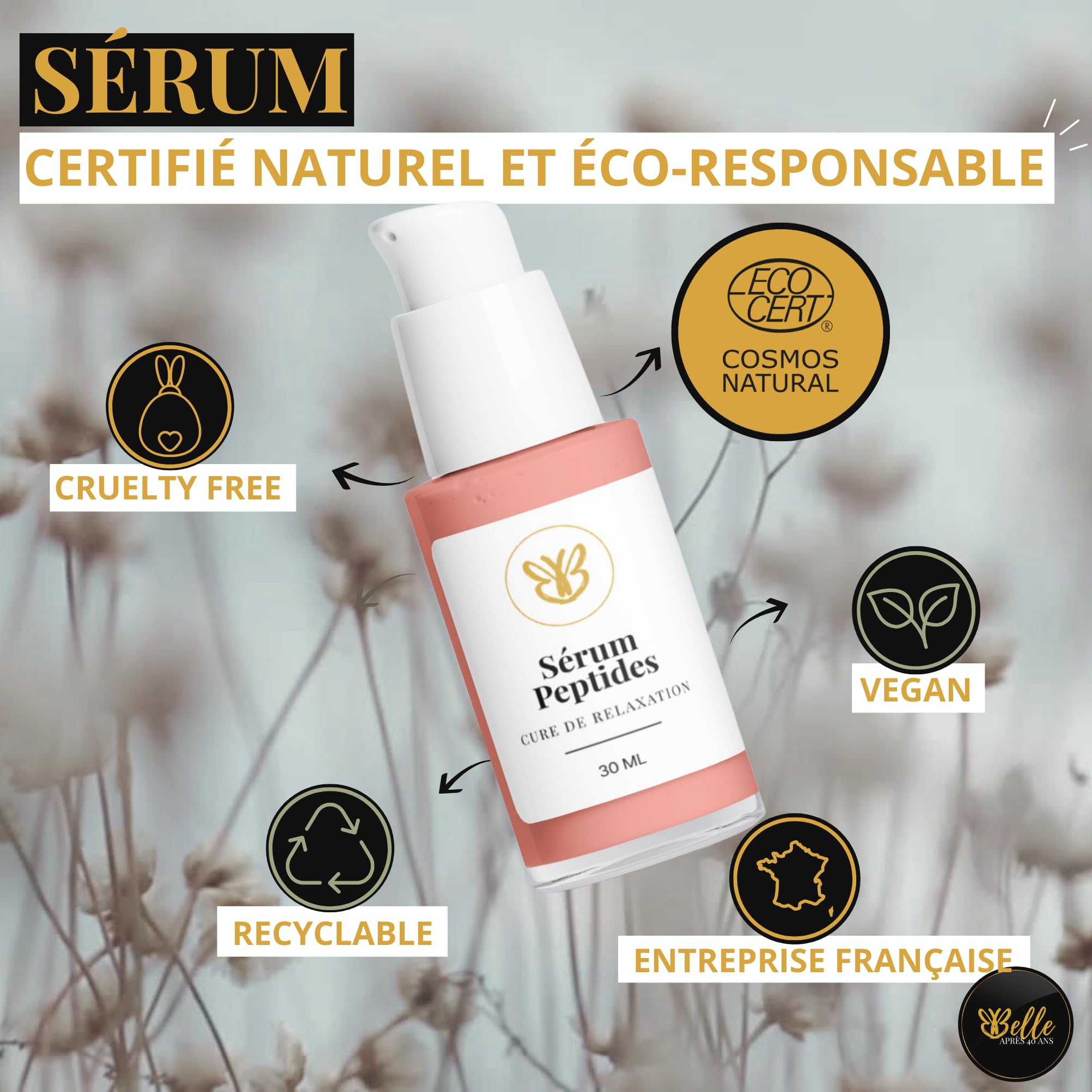 Sérum Botox-Like – Certifié Ecocert – 100% Naturel – Liftant, Lissant & Raffermissant – Anti-Rides Visage, Yeux & Cou – Peau Mature