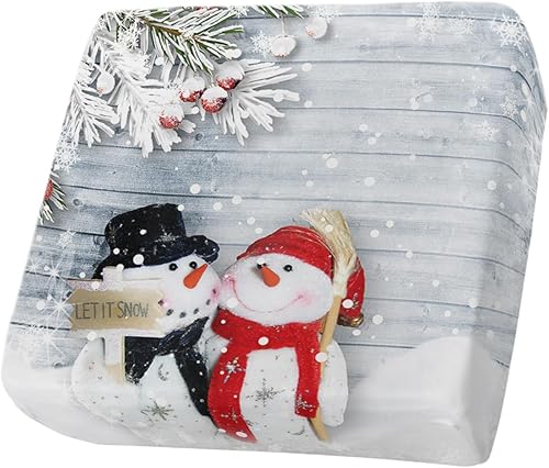 Miniatura 8 de Fundas de cojín para sofá de Navidad, muñeco de nieve, funda elástica para sofá con parte inferior elástica, diseño de árbol de Navidad, copos de
