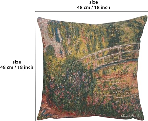 Miniatura 7 de C Charlotte Home Furnishings Inc Monet's Japanese Bridge - Funda de cojín europea  Funda de cojín decorativa con viscosa de algodón y poliéster