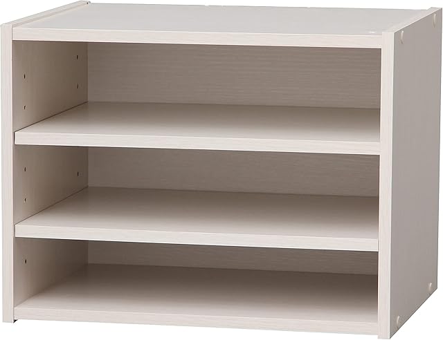 Iris Ohyama, 3-Tier Shelf/Open Cabinet/Wooden Stack Box/Side furniture/Storage Cabinet with shelves, Modern,Modular, Office, Living Room,Hallway - Stack Box - STB-400T - White Oak