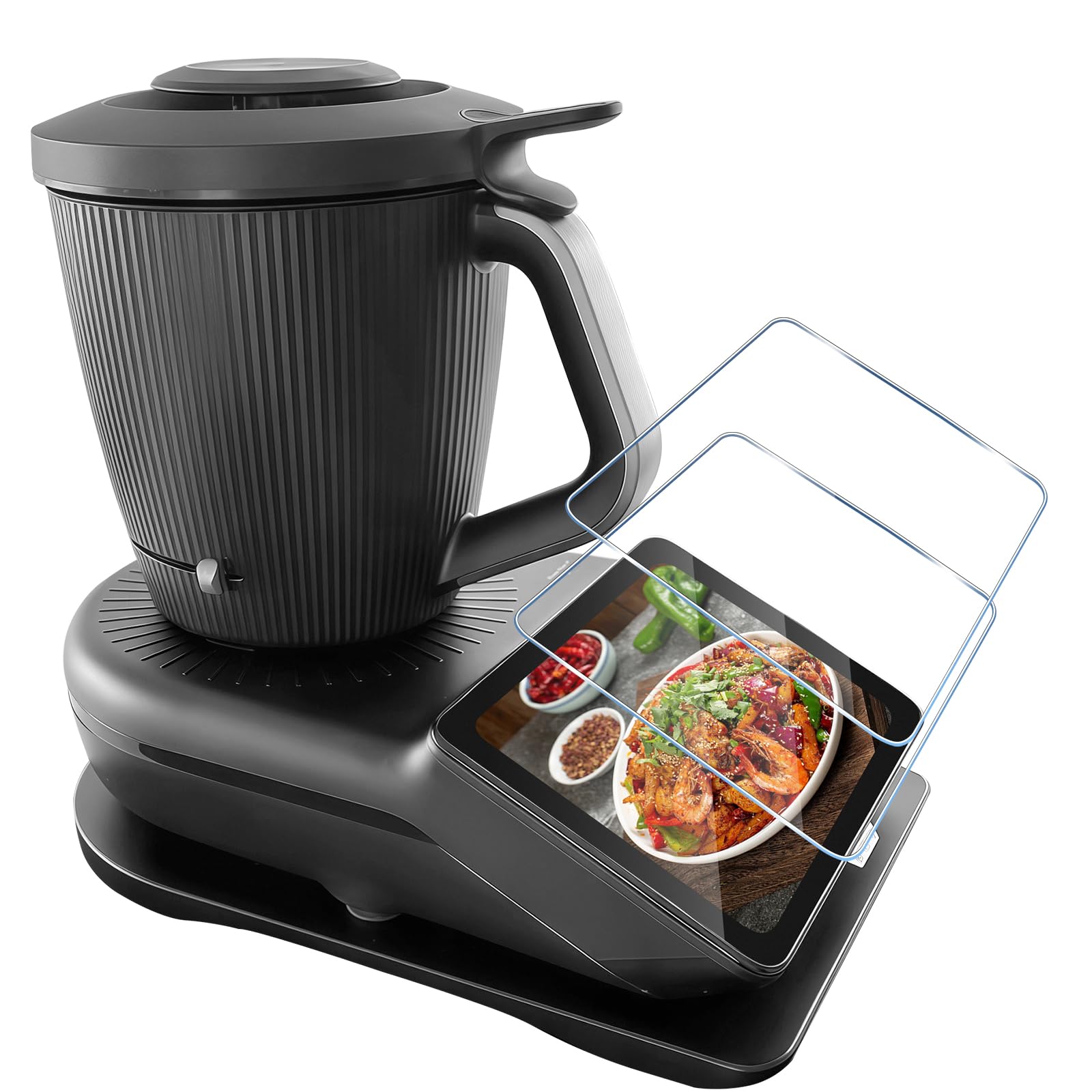 2 Pellicole In Vetro Temperato Per Vorwerk Thermomix TM7 – 9H Anti-Graffio, Oleorepellente, 0.3 Mm, Trasparente