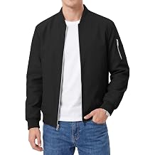 WULFUL Mens Bomber Jacket Lightweight Casual Windbreaker Zip Up Coat