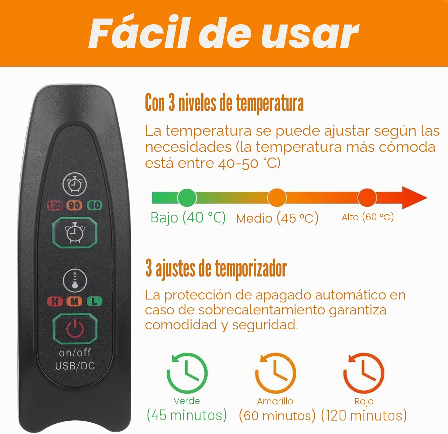 Calentador de pies eléctrico, calentador de pies con 3 niveles de temperatura, calefacción eléctrica para pies, apagado automático y protección contra sobrecalentamiento, forro interior