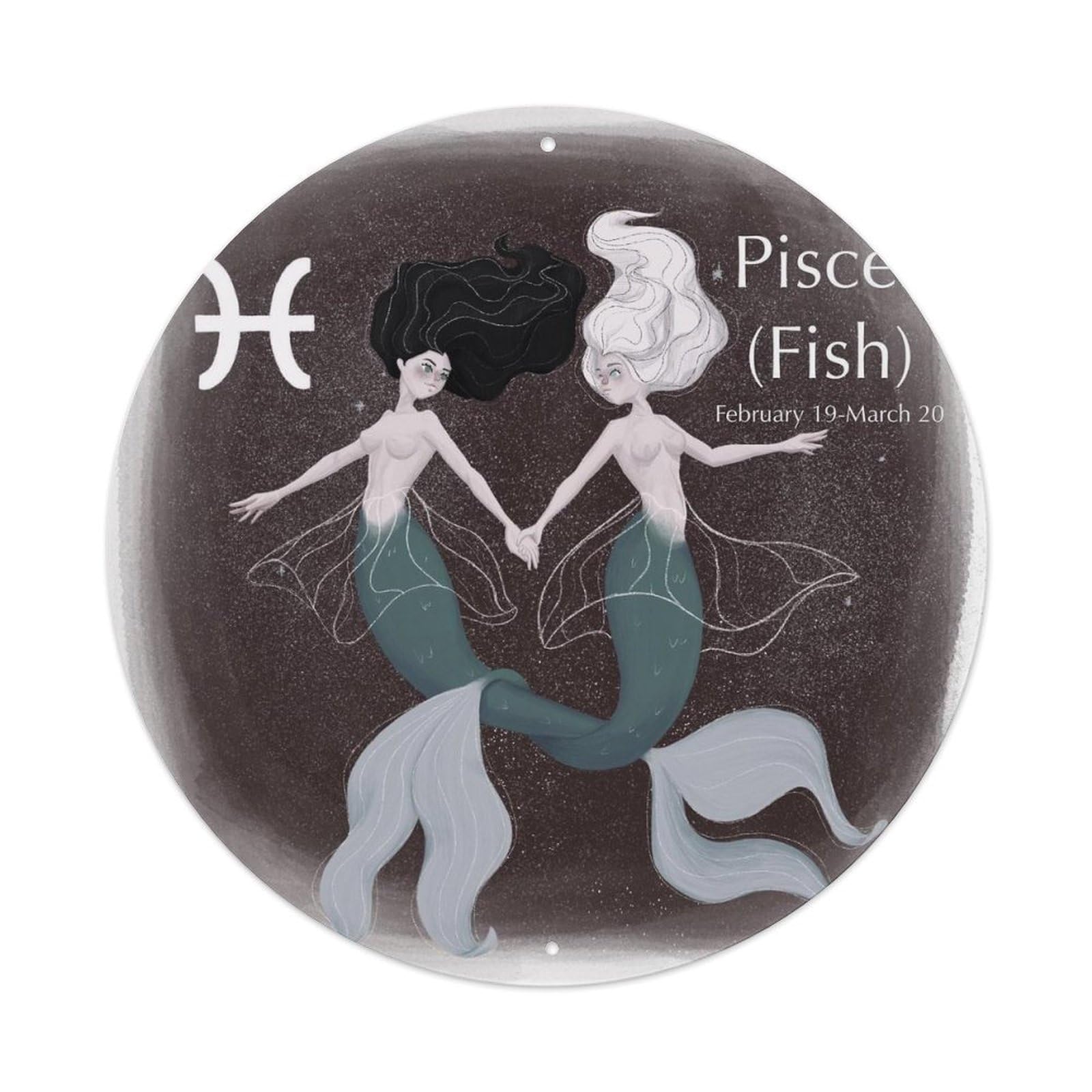 Twelve Constellations Poster Pisces Vintage Metal Tin Sign Plaque Wall Decor for Cafe, Club, Garden Round Metal Poster 8x8Inch