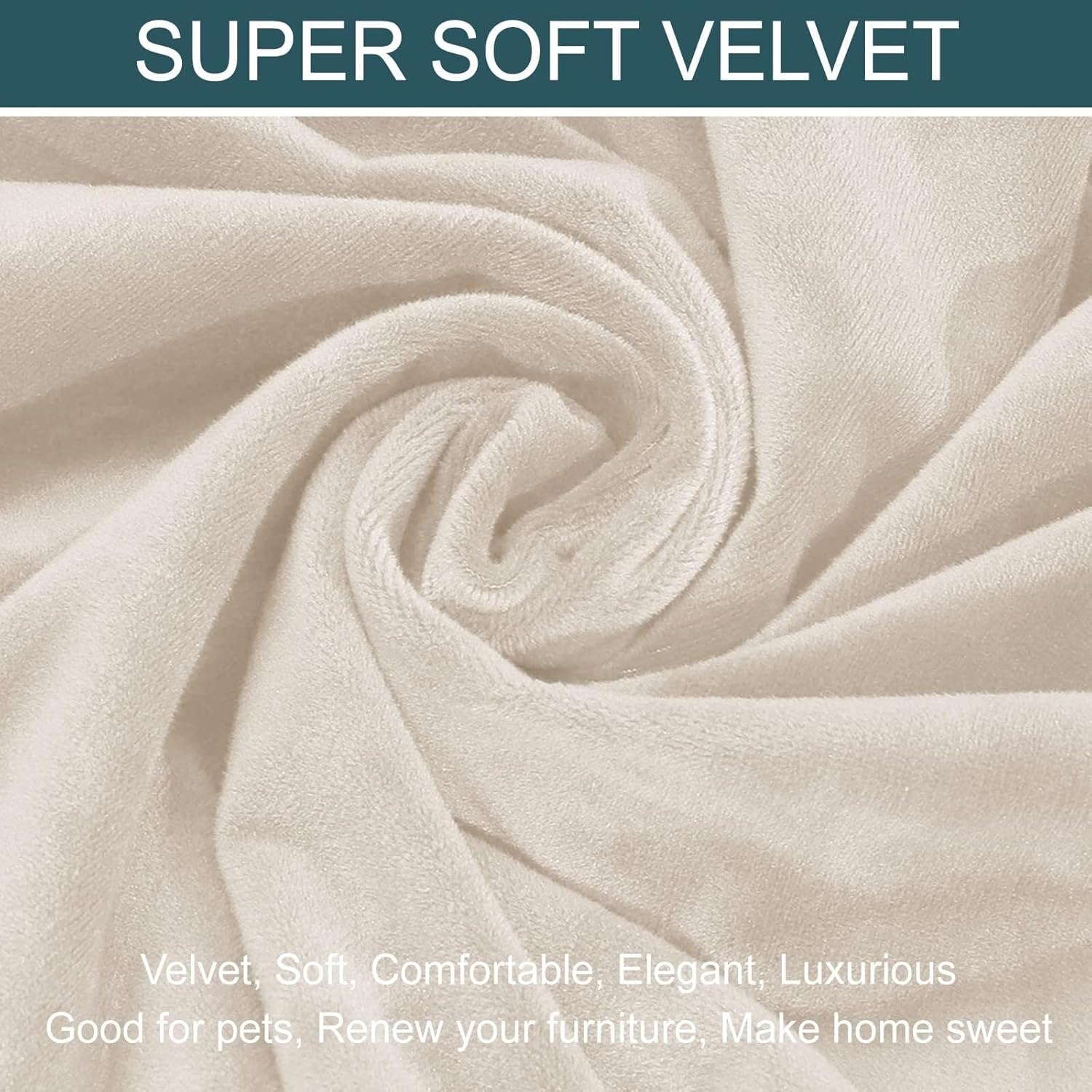 Extra Large Velvet Stretch Recliner Cover, 6 Pieces 2 Seater Recliner Cover Soft Recliner Cover for Living Room Pets(Beige)