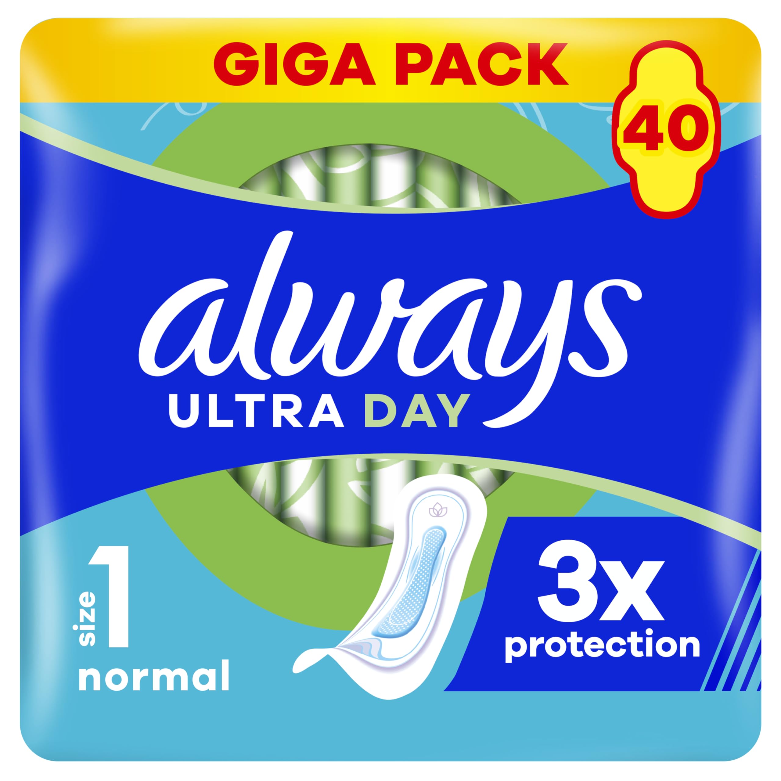 Always Ultra Day podpaski higieniczne normalne (rozmiar 1), 40 sztuk, super chłonne i ultra cienkie, na okres