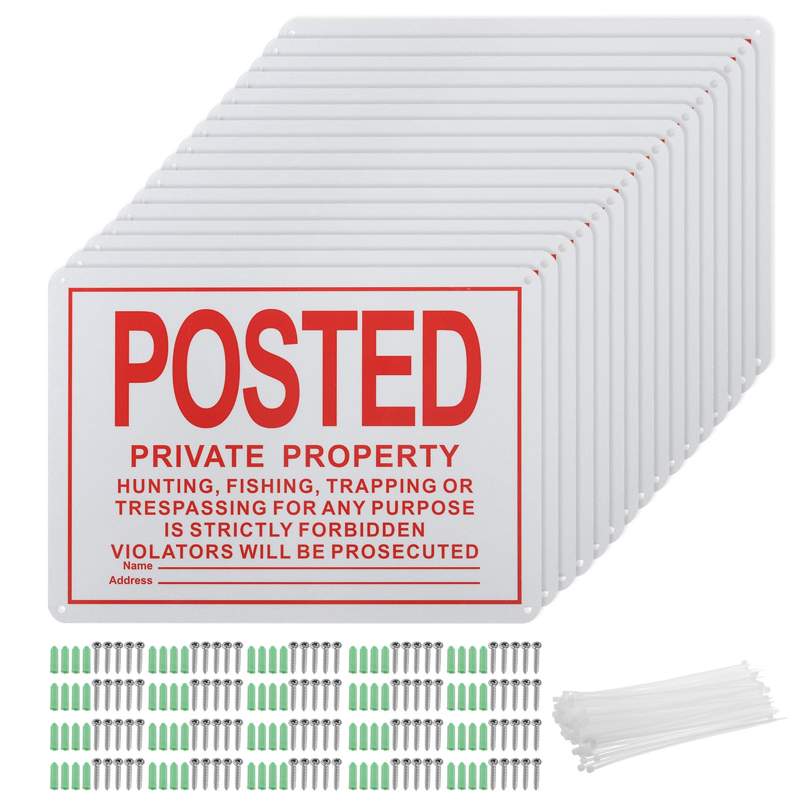PATIKIL 10x7 Pollici Cartelli Accesso, Confezione Da Cartelli Divieto Di Accesso Proprietà Privata Divieto Di Caccia In Alluminio Riflettente Con Viti E Fascette Per Avvisi Interni E.