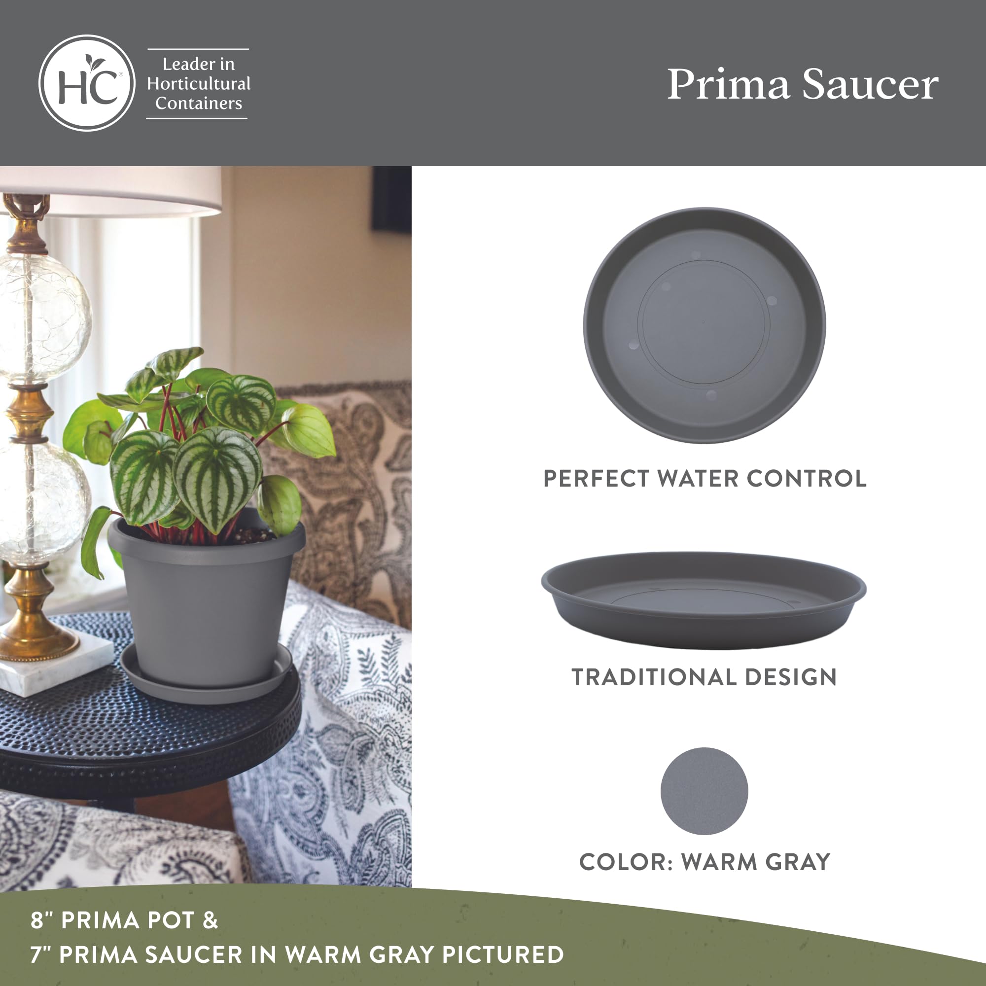The HC Companies Sottovaso in plastica, grigio caldo, 44 cm