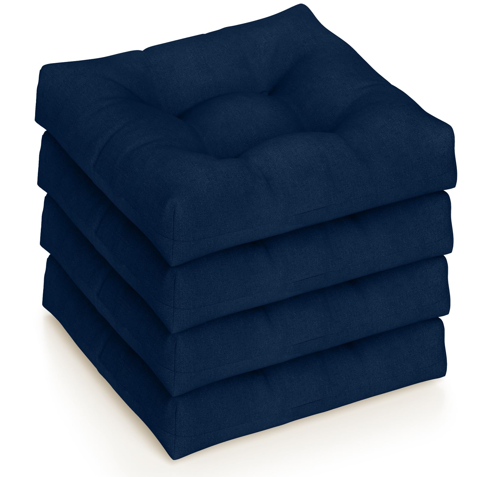 Giantex Set of 4 Tufted Patio Cushions, 4" Outdoor Seat Cushions, Waterproof & High Elasticity for Comfortable Sitting Experience, Square Chair