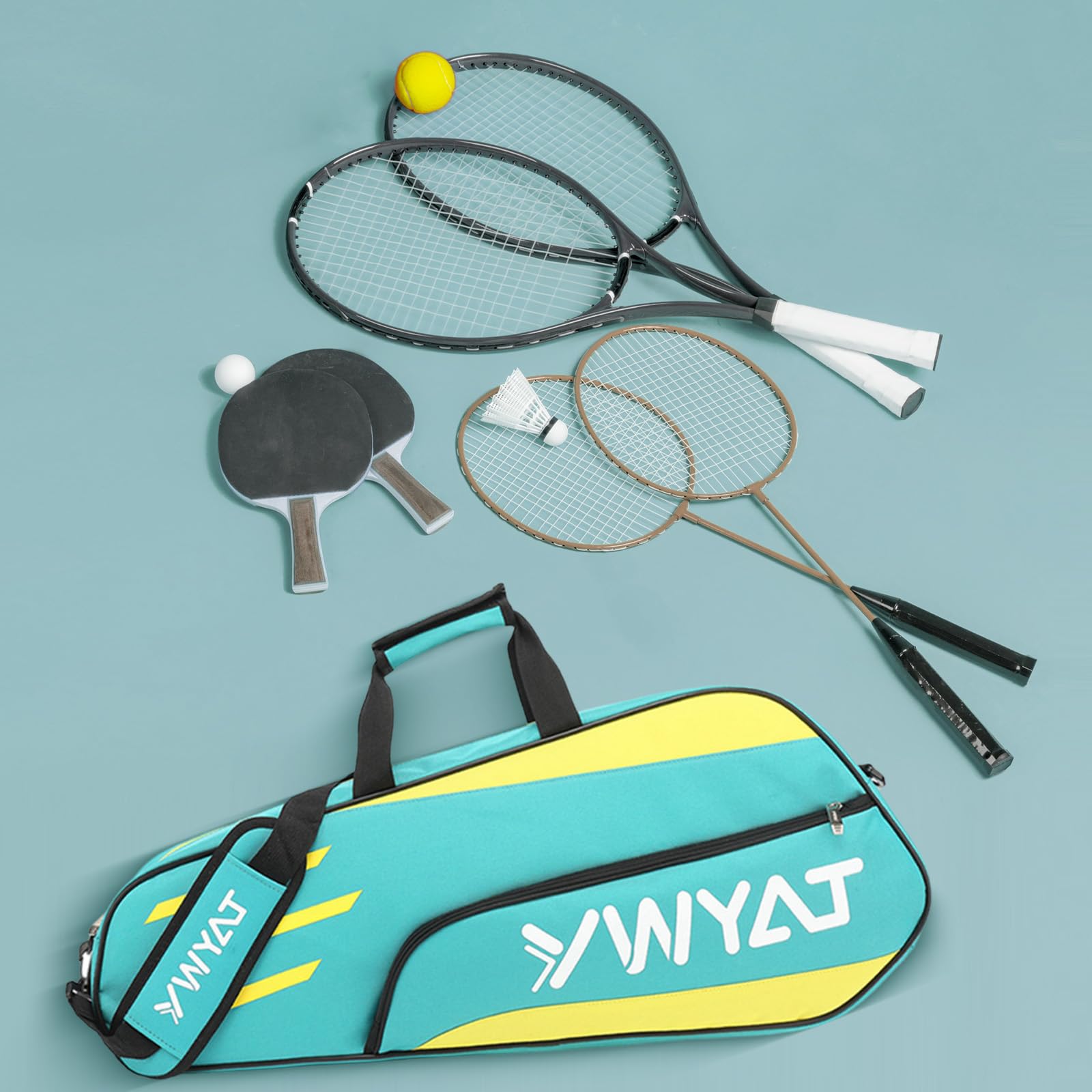 Sac de Badminton pour 3 Raquettes Imperméable - Housse de Tennis Portable avec Bandoulière pour Sports
