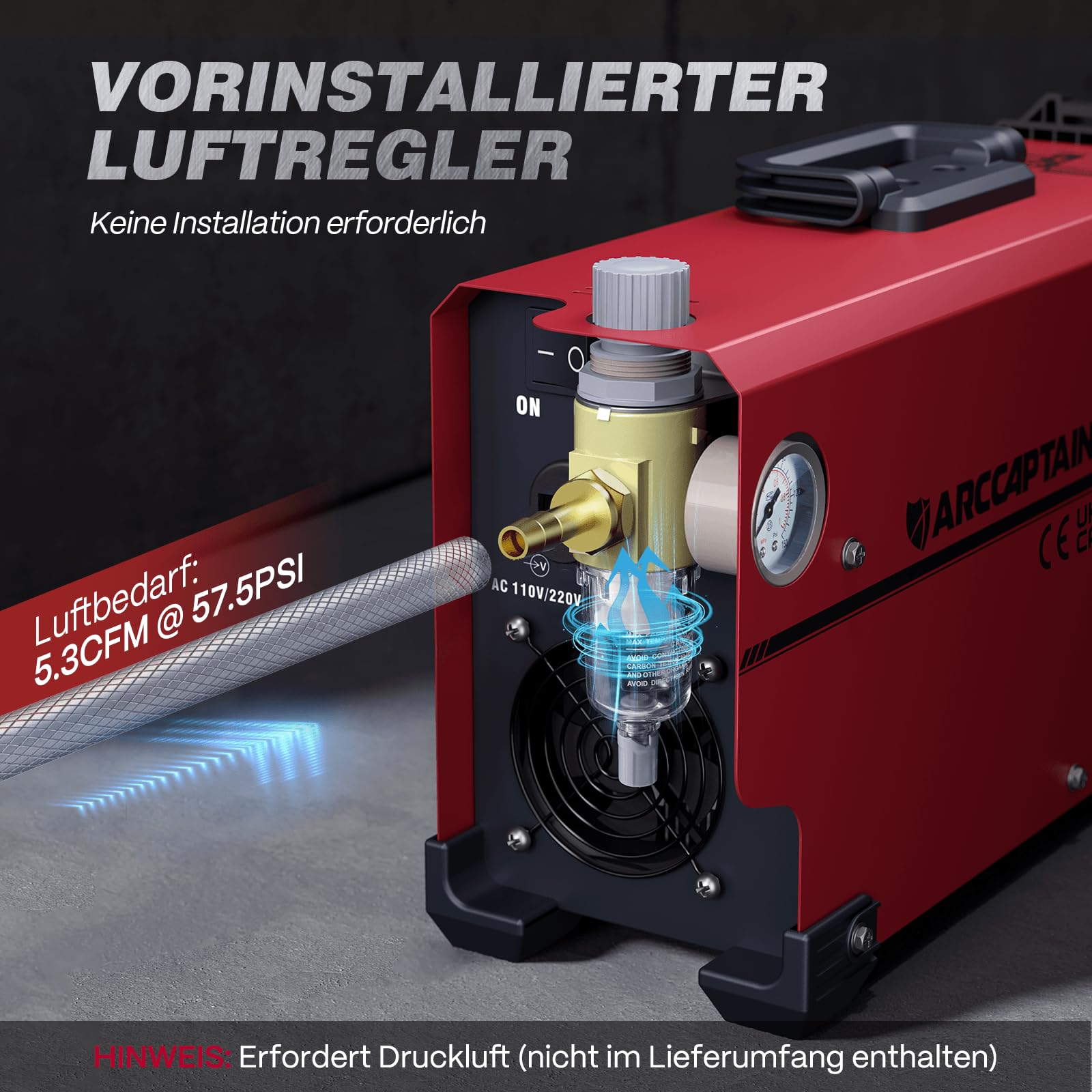 ARCCAPTAIN Plasmaschneider: [Große LED-Anzeige] 50 Ampere Plasmaschneider mit IGBT Max. Schneiden 20 mm mit Postflow und 2T/4T