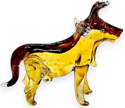 Figura de vaca miniatura soplada a mano de vidrio soplado a mano de 2.5 pulgadas de alto, figura de granja de animales, decoración coleccionable en