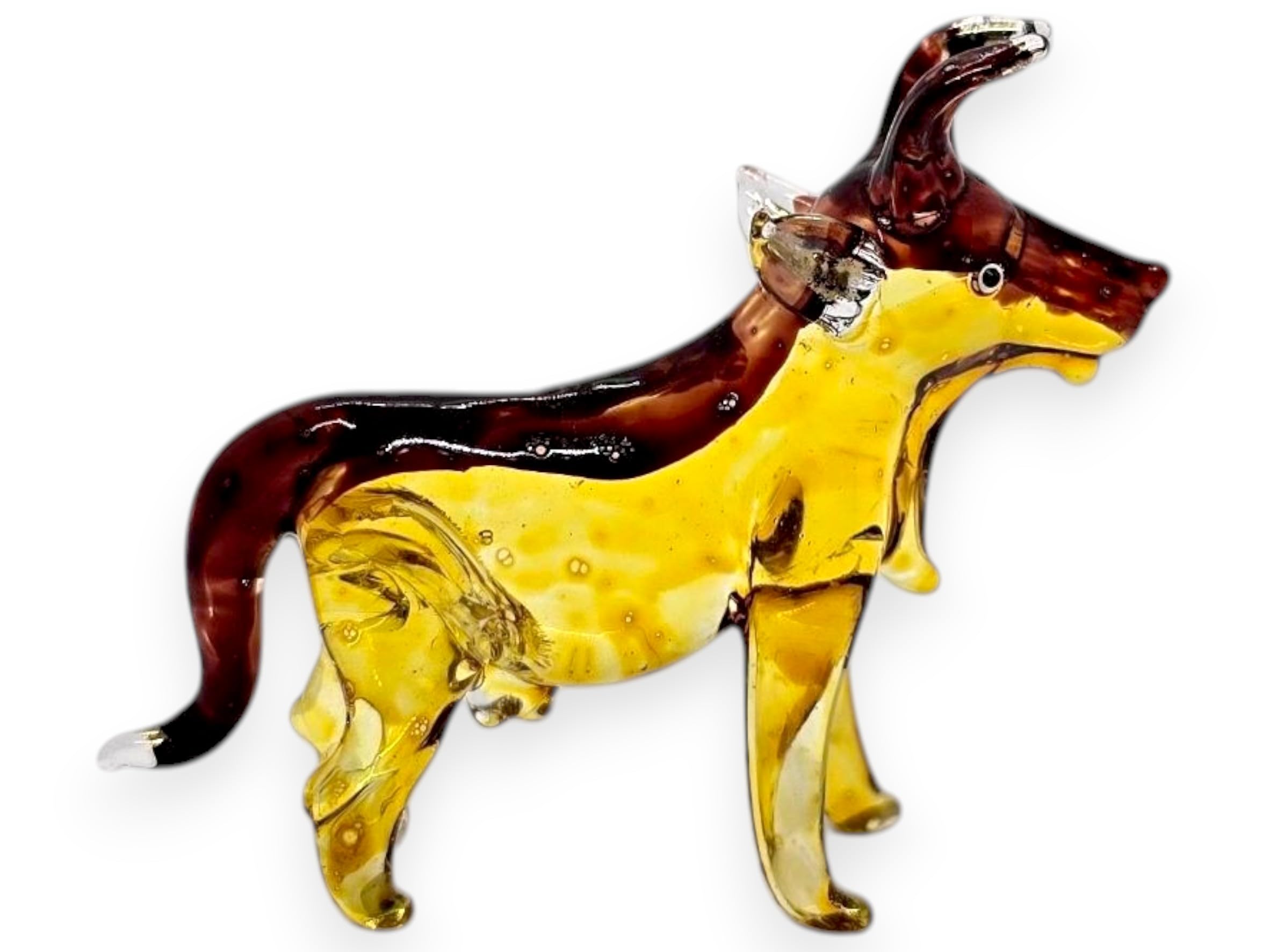 Animaux soufflés à la main : figurine de vache miniature en verre authentique
