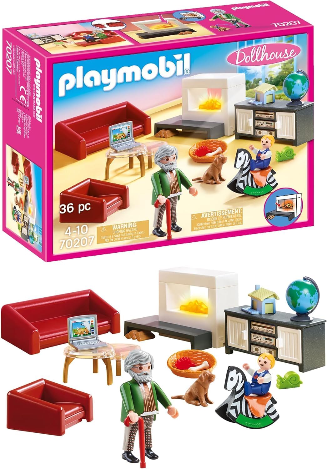 PLAYMOBIL 70207 Gemütliches Wohnzimmer – Mit Lichteffekt (ab 4 Jahren)