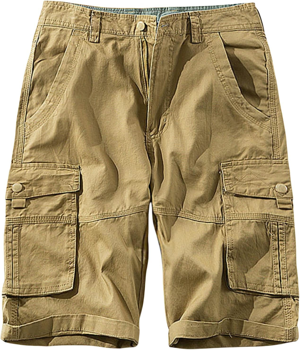 Men's Summer Cotton Outdoor Camo Multi-Pocket Workwear Sporty Casual Five-Point Shorts