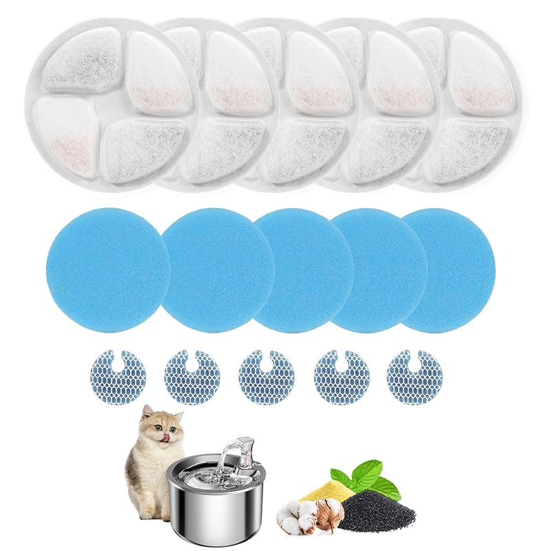 Refil de Filtro para Fonte de Água de Gatos Redonda 2 L Daoxuan, Pacote com 5