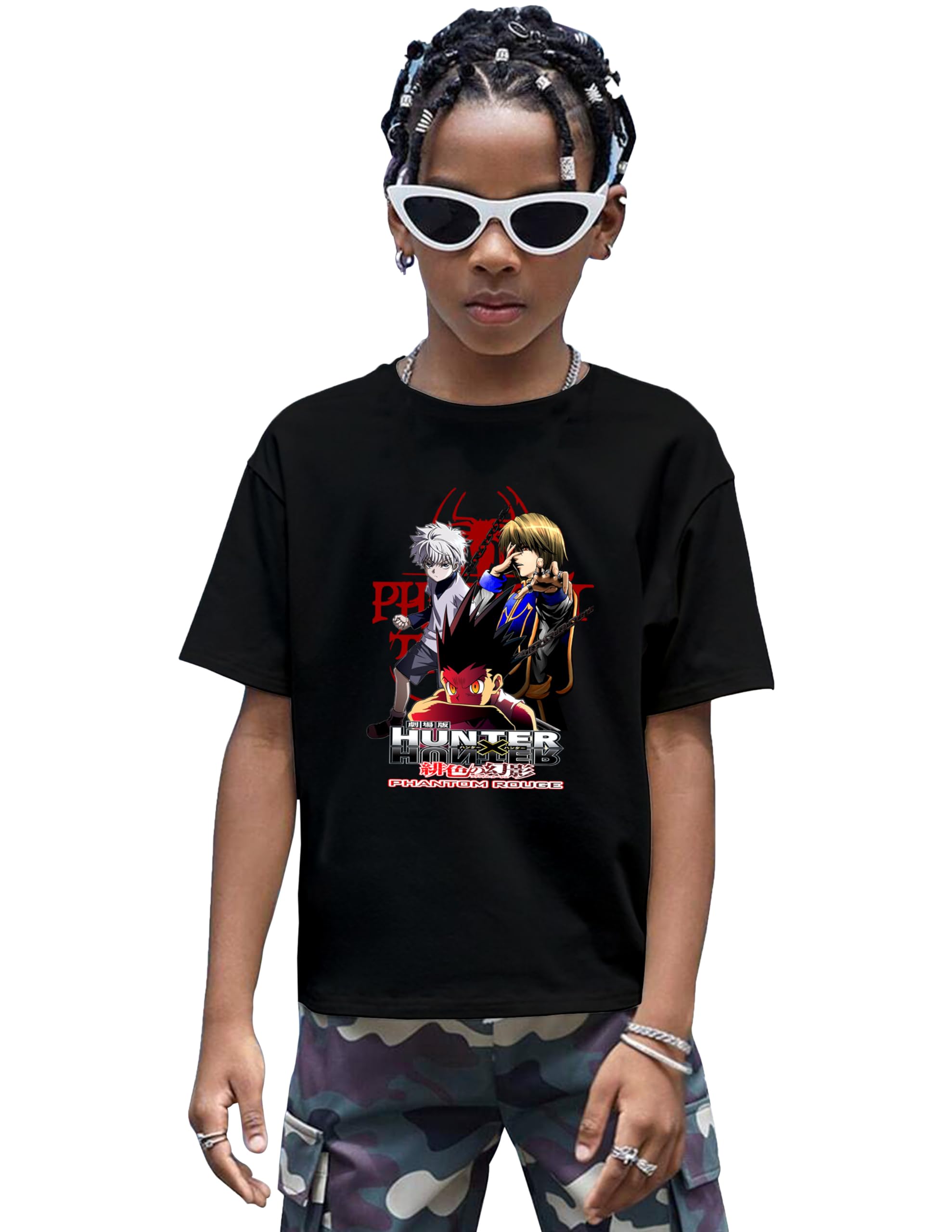 MIGLOCUSTHunter x Hunter Gon Hisoka Anime Relaxed T-Shirt for Boys Black Half Sleeve Anim t-Shirt for Kids