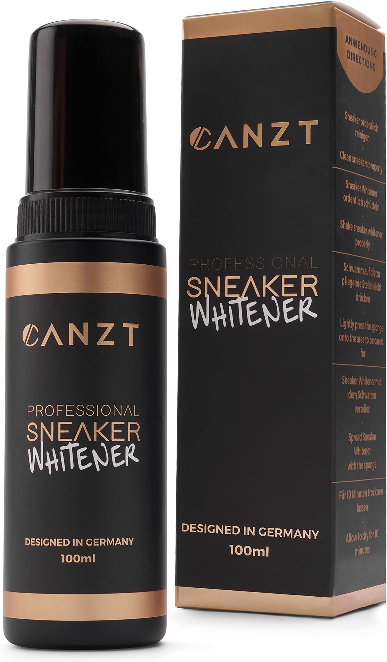 Canzt Trainer Whitener – White Shoe Polish for Trainers & Sneakers, Leather, Suede, Nubuck & Canvas – Restores White Shoes & Soles – 100ml Liquid