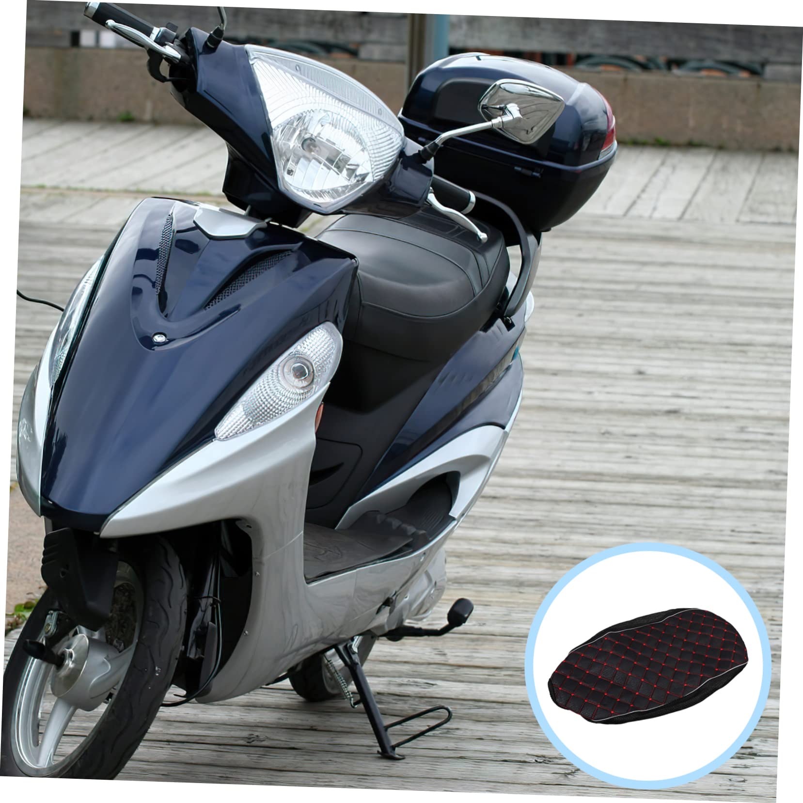 SOLUSTRE 3pièces Housse De Siège De Respirante Et Anti-UV Ajustable pour Selle De Motocyclette Coussin De Confort Antidérapant Compatible Plupart des Véhicules Électriques Et