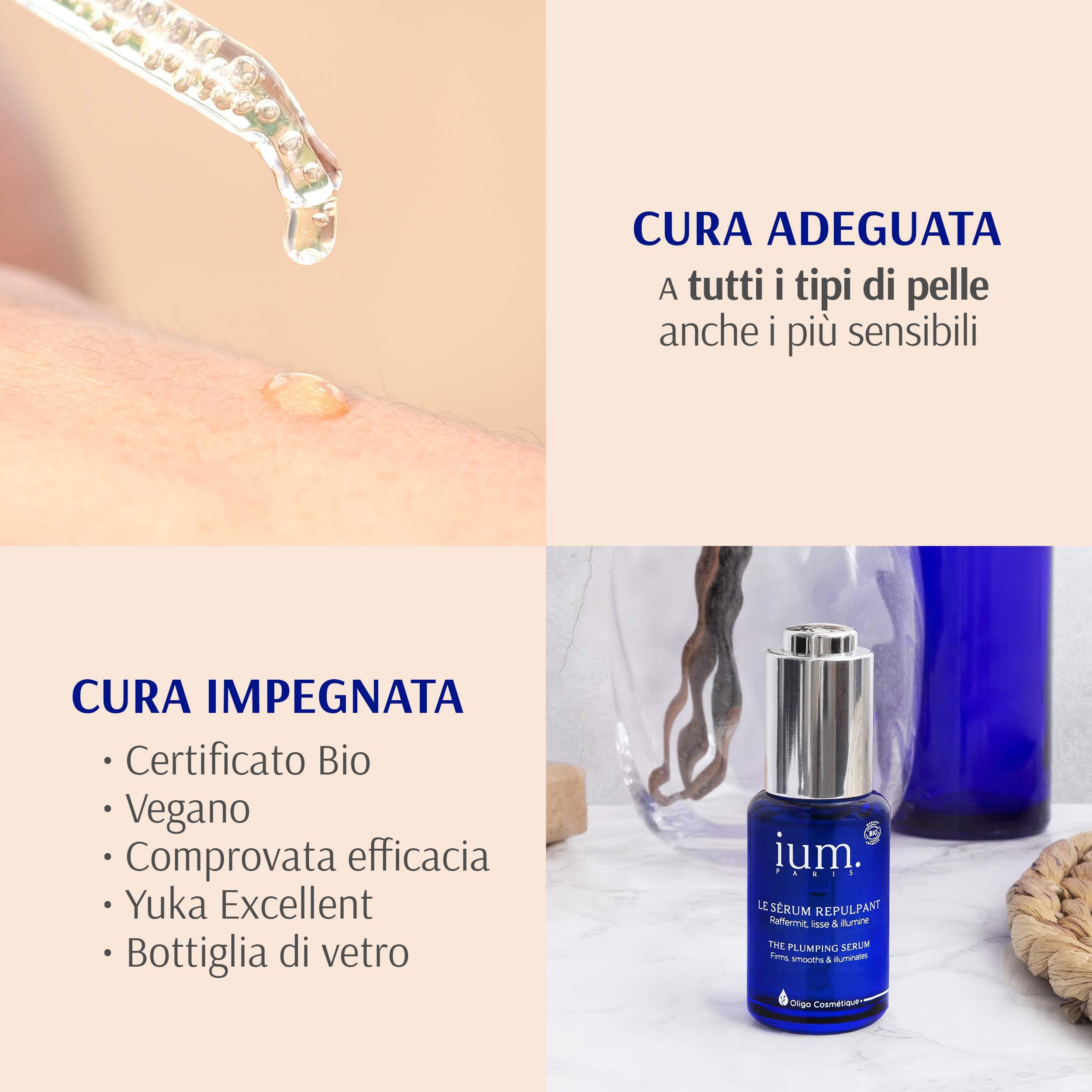 Siero Rimpolpante - Siero Viso con Ingredienti Naturali - Migliora l'aspetto della pelle - Per Tutti i Tipi di Pelle - 30 ml, Bio & Vegan