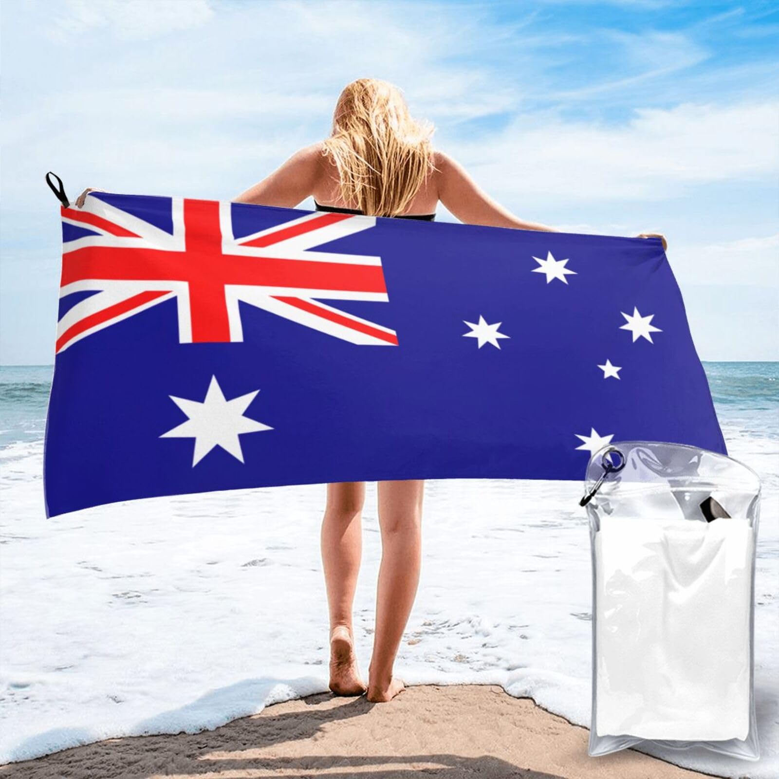 AYYQWE Australian Flag Print Lightweight Towel For Men Women Travel Beach Camping Hiking Yoga Swimming Sports