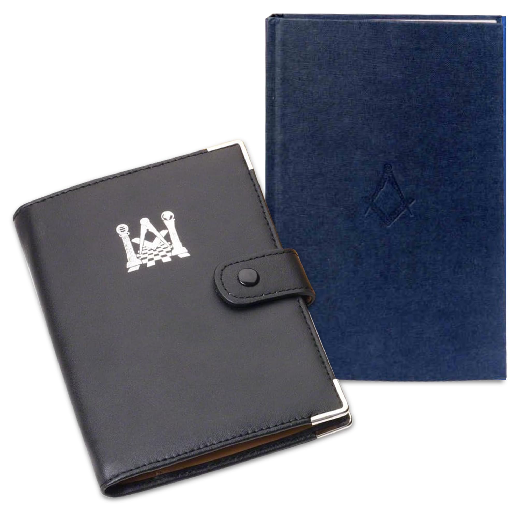 THE MASONIC COLLECTION - Rituel d'émulation 13e édition avec couverture de livre – Livré en grand imprimé – Cuir synthétique et marron clair – Carré et boussole – Un cadeau idéal pour les hommes