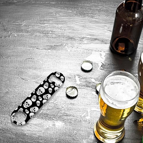 Miniatura 4 de Abrebotellas de acero inoxidable con diseño de calavera Abrebotellas plano duradero para el hogar, cocina, bar, restaurante, fiesta, 7 pulgadas