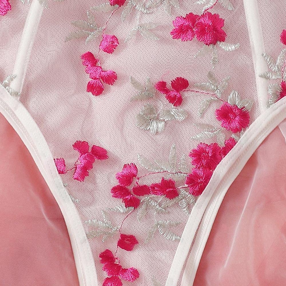Set di Lingerie da Donna Set di Biancheria Intima Sexy Ricamata in Pizzo da Donna (Rosa M)