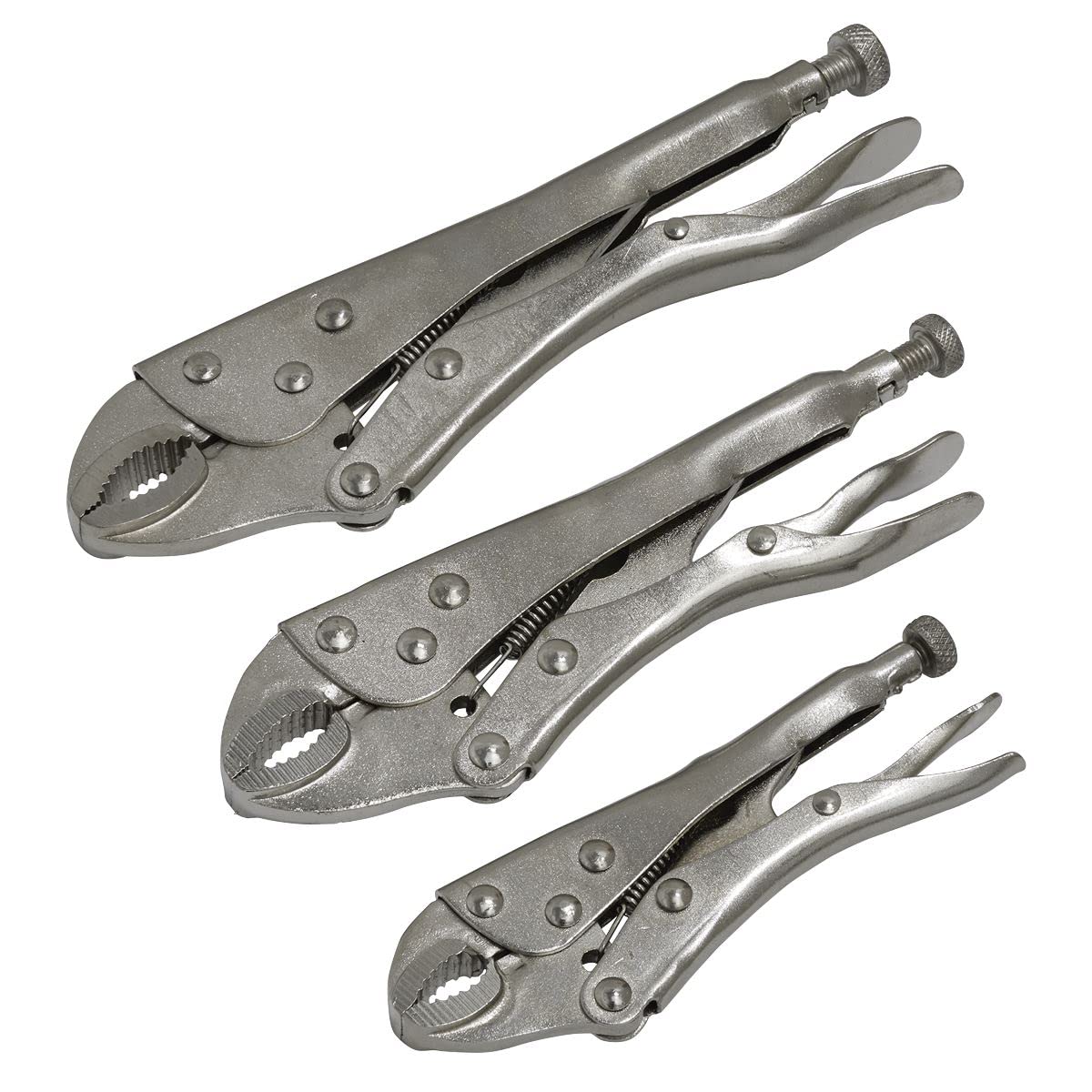 Sealey S0463 3 Piece Locking Pliers Set 125mm 175mm 215mm