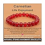 AD Beads Handmade Gemstone Stretch Elastic Bracelet Crystal Healing Reiki Nature\'s Beauty and Spiritual Essence Unisex (8mm, Carnelian (Life Enjoyment))