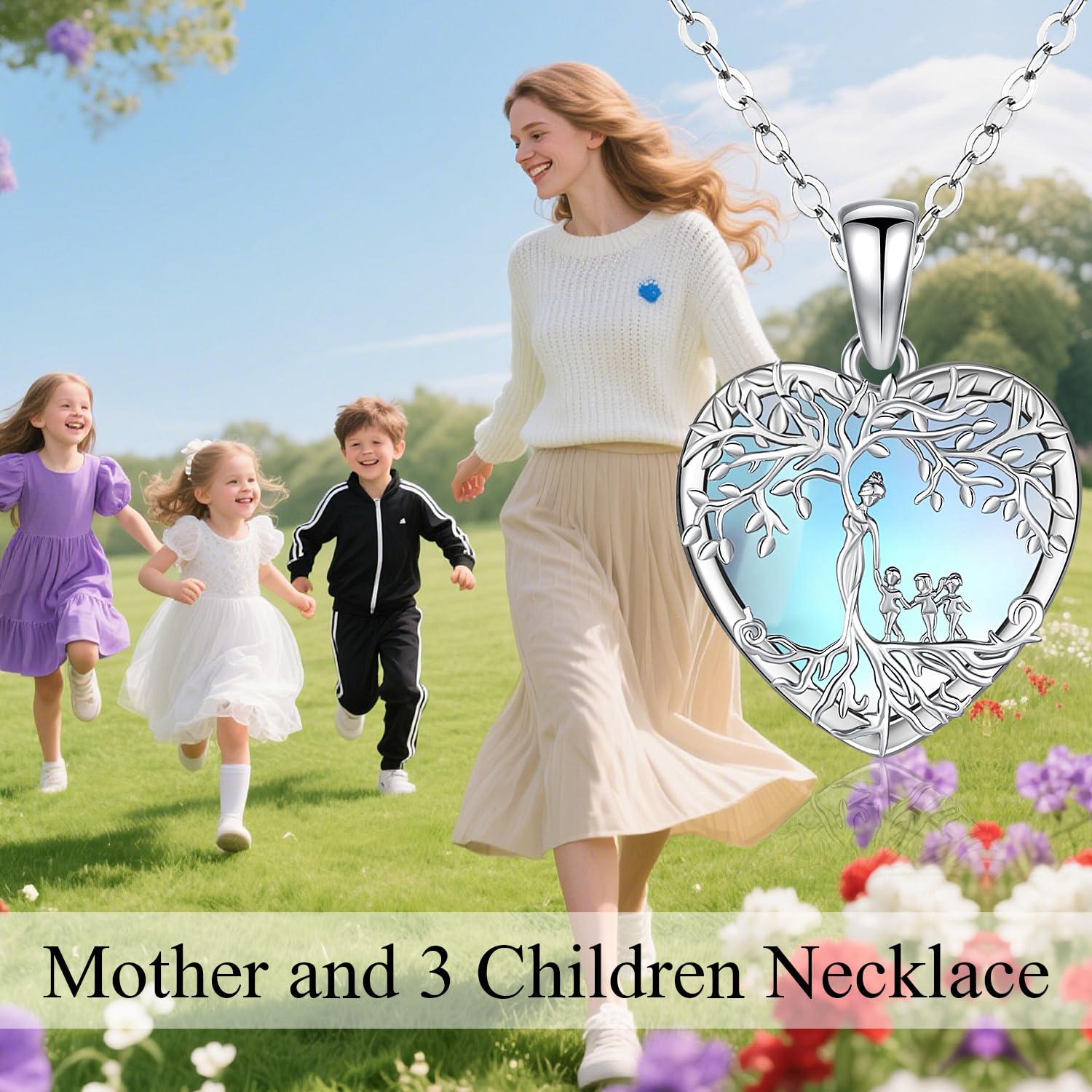 Odinstone Collier Arbre de Vie en argent sterling 925 Pendentif Famille Bijoux pour Femme Cadeaux pour Maman Bijoux Fête des Mères