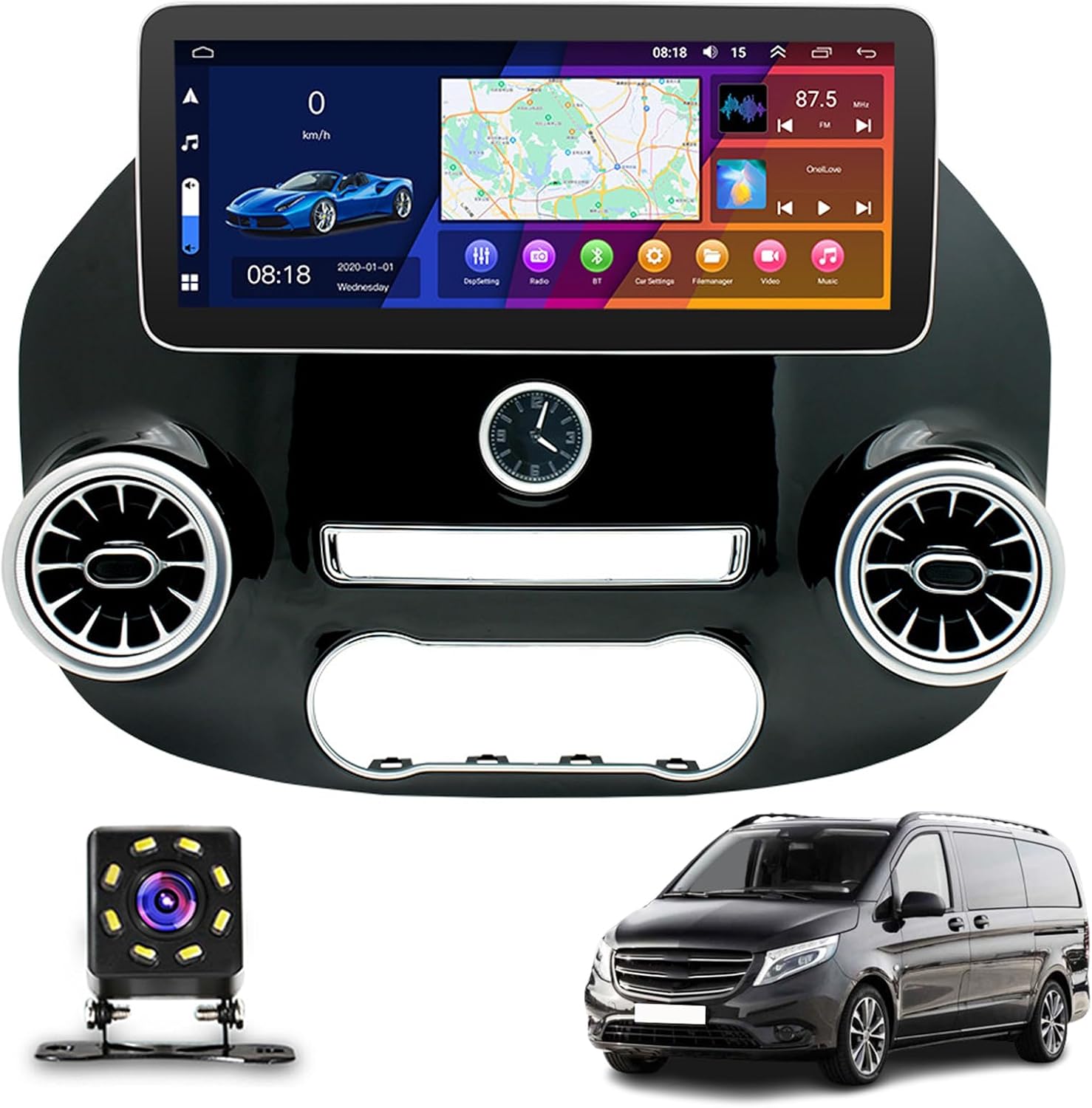 Android 13 Car Radio Stereo for Mercedes-Benz Vito (2016-2023), 12.3 inch Touch Screen Auto Navigation System with Carplay GPS WiFi Bluetooth FM Mirror Link + AHD Backup Camera(Size:6+128 G