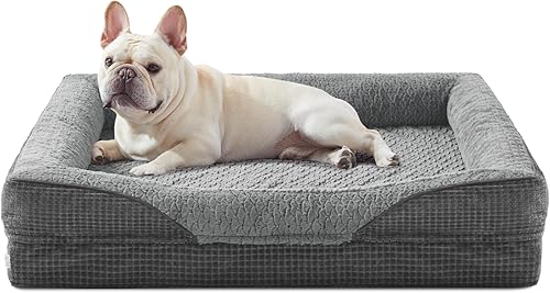 Miniatura 14 de INVENHO - Cama ortopédica para perros de tamaño mediano, sofá de espuma viscoelástica con diseño de huevera y funda extraíble lavable, forro