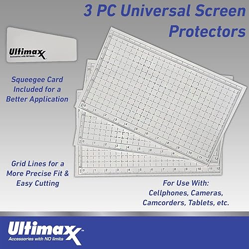 Miniatura 3 de Ultimaxx 3 protectores de pantalla universales de 5 pulgadas + 1 tarjeta de escobilla para cámaras digitales, videocámaras y teléfonos celulares
