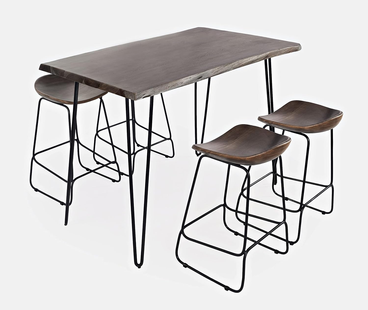 Jofran Nature's Edge Solid Wood 52" Five-Piece Dining Set with Backless Barstools