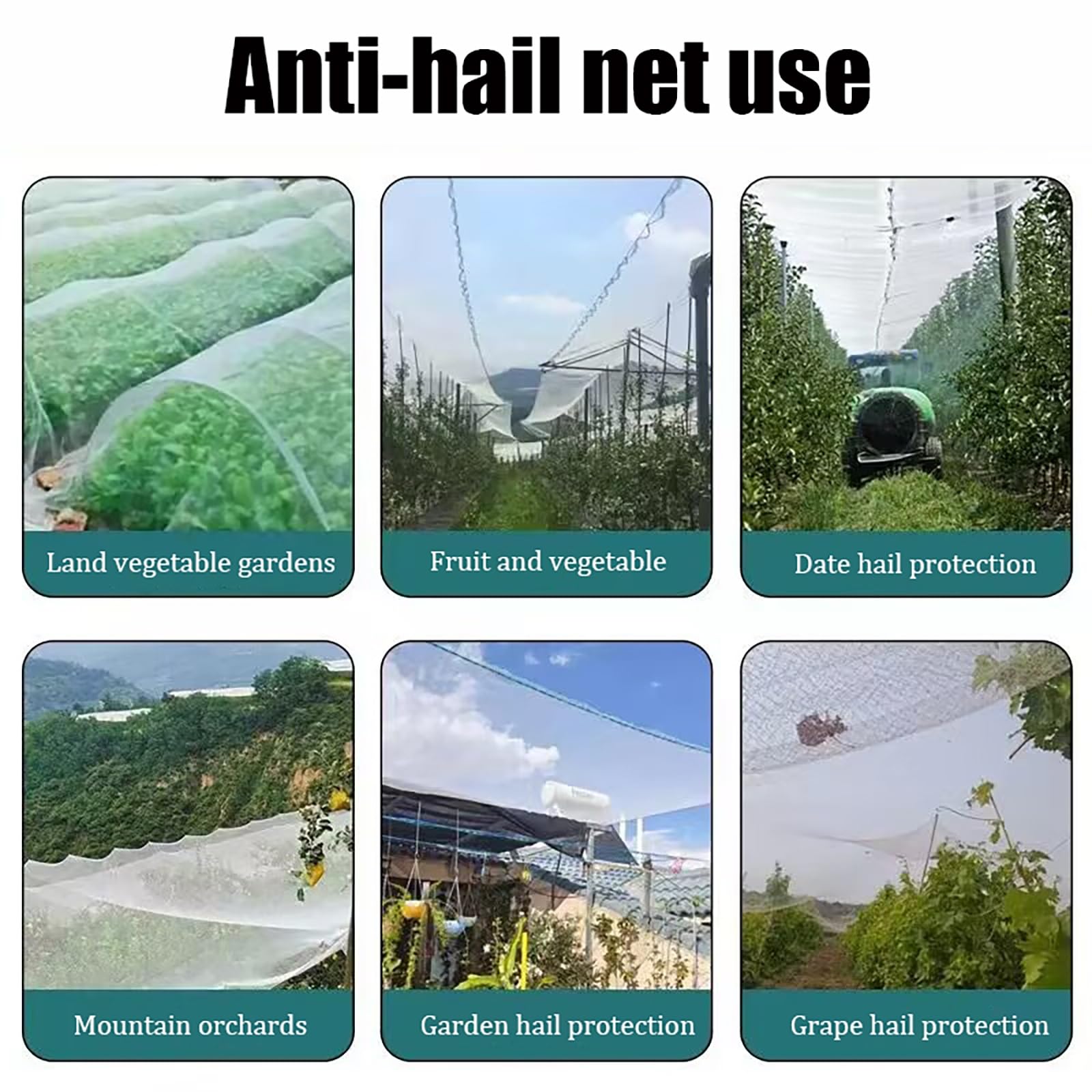 Malla antigranizo y antipájaros para jardín, huertos, frutales y estanques - Varios tamaños (10x10 m)