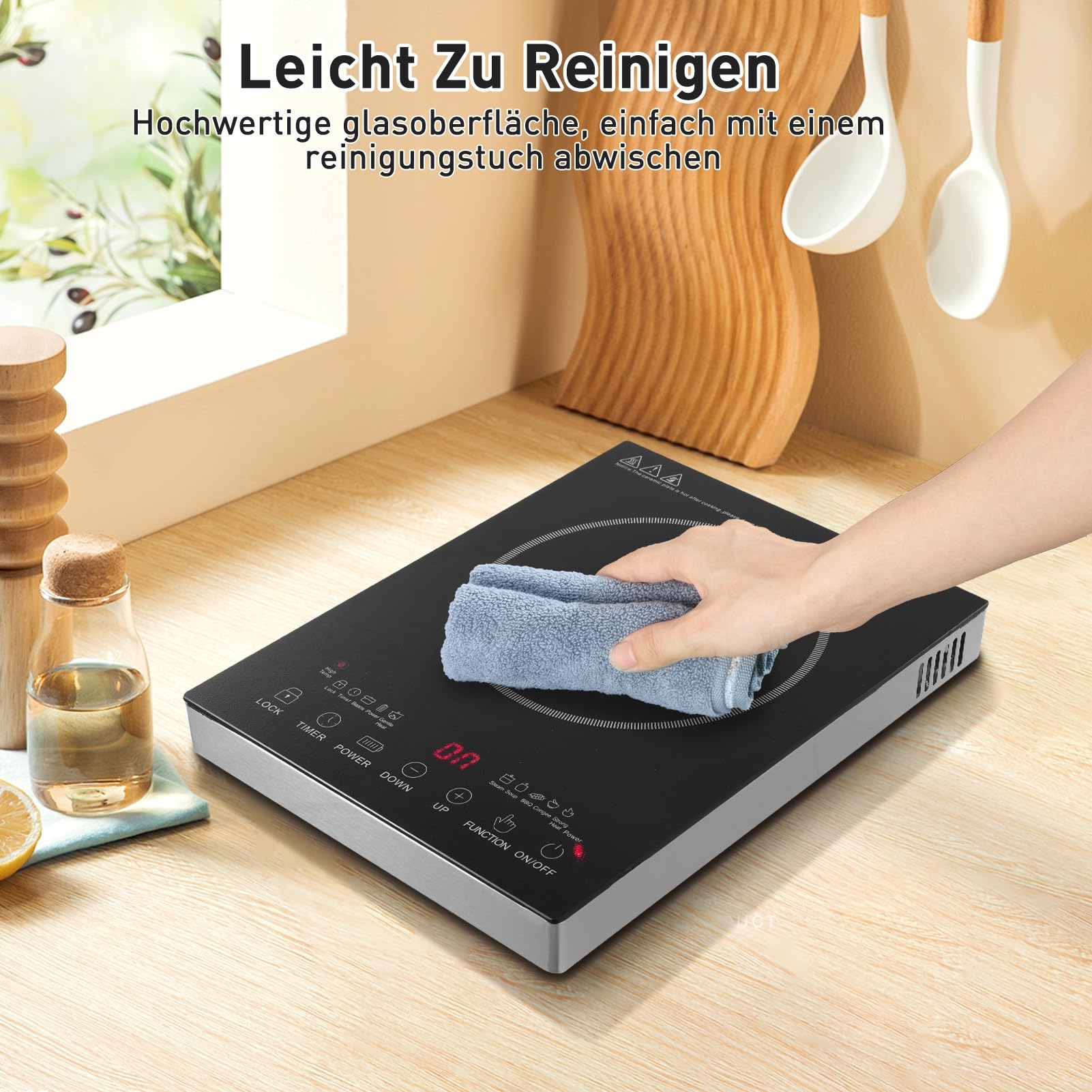 Ce/rankochfeld 3500W Ce/ranfeld Tragbares Touch Steuerung Kochfelder, Glaskeramikkochfeld Kochplatte | 6 Modi 9 Stufen Leistung, 1 Min-3 Stunden 1 Platte Timer Funktion Herdplatte, 1 Kochfeld