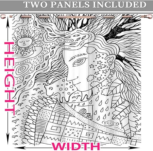 Miniatura 10 de Arte de pared abstracto inspirado en el diseño moderno de mediados de siglo, cortinas contemporáneas opacas para habitación, 2 paneles de cortinas