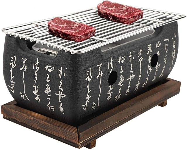 Japanese Yakiniku Grill, Portable Barbecue Stove Heat-Resistant Japanese Food Charcoal Stove, Independent Carbon Trough, for Household, Yakiniku, Robata, Yakitori, Takoyaki and BBQ (Japanese style)