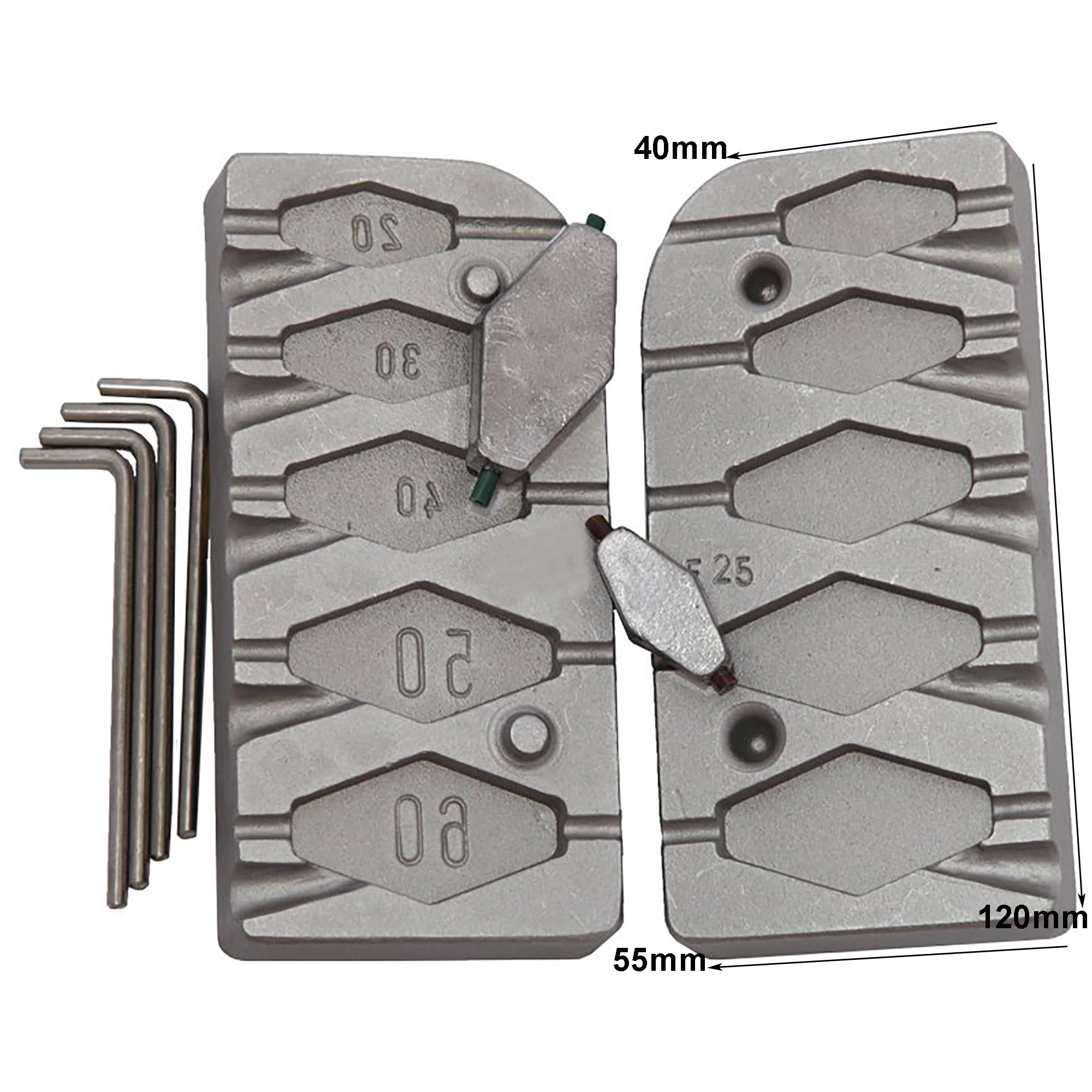 Hexagon In-Liner - Stampo per pesca in alluminio, 20-30-40-50-60 g, per piombini da pesca