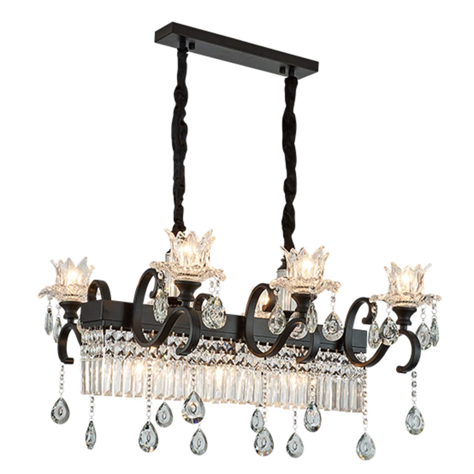 HXYSXHJUO Living Room,Dining Room,Spectacular Crystal Ball Chandeliers,Hallway,Crystal Raindrop Fixture Pendant Lamp,E14 Chandelier Lights,Turn-Black. 6