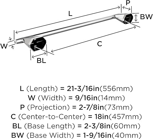 Miniatura 6 de Amerock BH3604326  Toallero cromado  Toallero de 18 pulgadas (17.992 in)  San Vicente  Toallero de baño  Accesorios de baño  Accesorios de baño