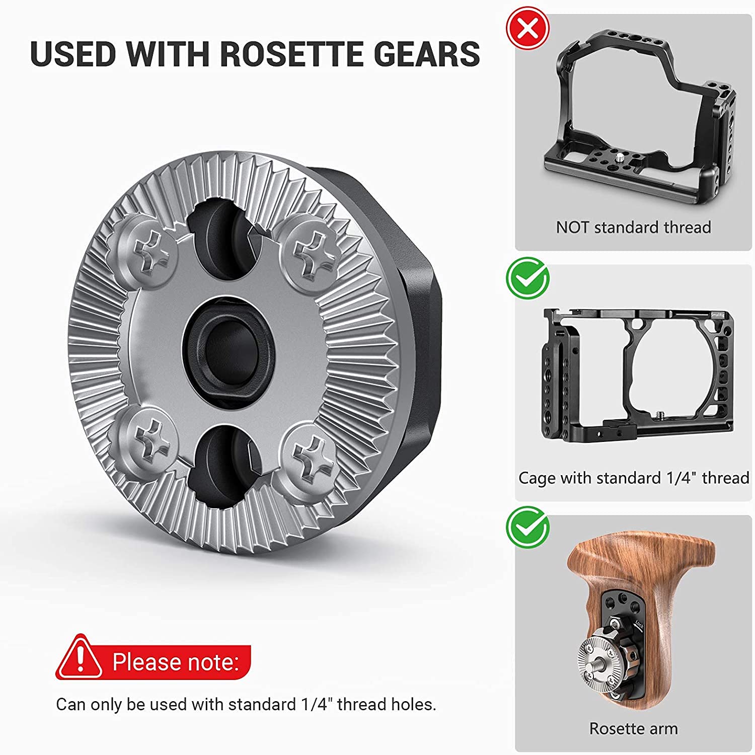 SMALLRIG Rosette Mount (Rosca M6) Adaptador para Cámara Cage y Mango de Roseta - SAP2804