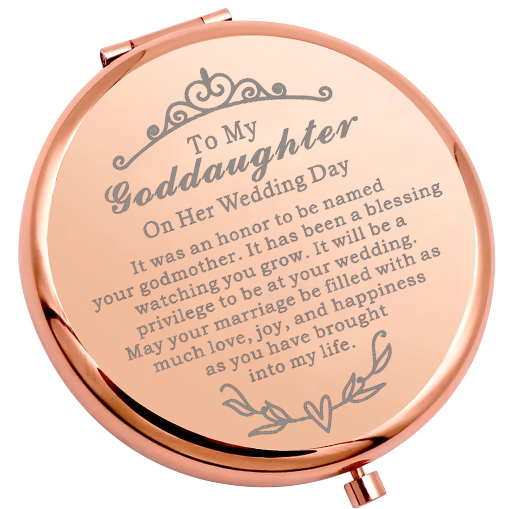 WSNANG to My Goddaughter On Wedding Day Gift Kompakt Makyaj Aynası Vaftiz Annesinden Geline Hediye Cep Aynası (Goddaughter Her Mirror)