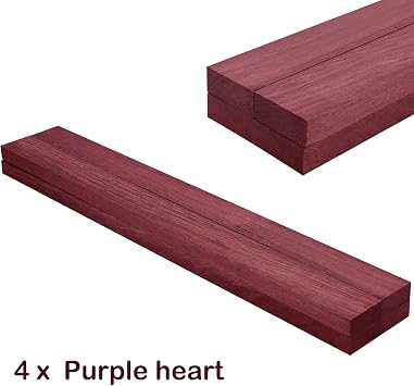 4 Pcs Purple Heart Wood Exotic Wood Hardwood Lumber Board Imported Exotic Hardwood Variety Pack for Craft of Woodworking Cutting Boards Processing Handicraft Production(3/4 X 2 X 24)