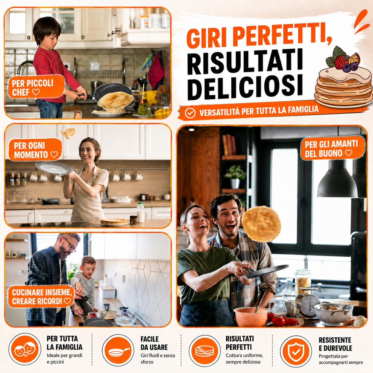 TEHORNEO Padella Crepes, Padella per Crepes 28 cm Alluminio Antiaderente, Crepiera, Padella per Piadina, Padella Piadina, Crepiera Induzione 28 cm, Adatto a Induzione, Vitro, Gas