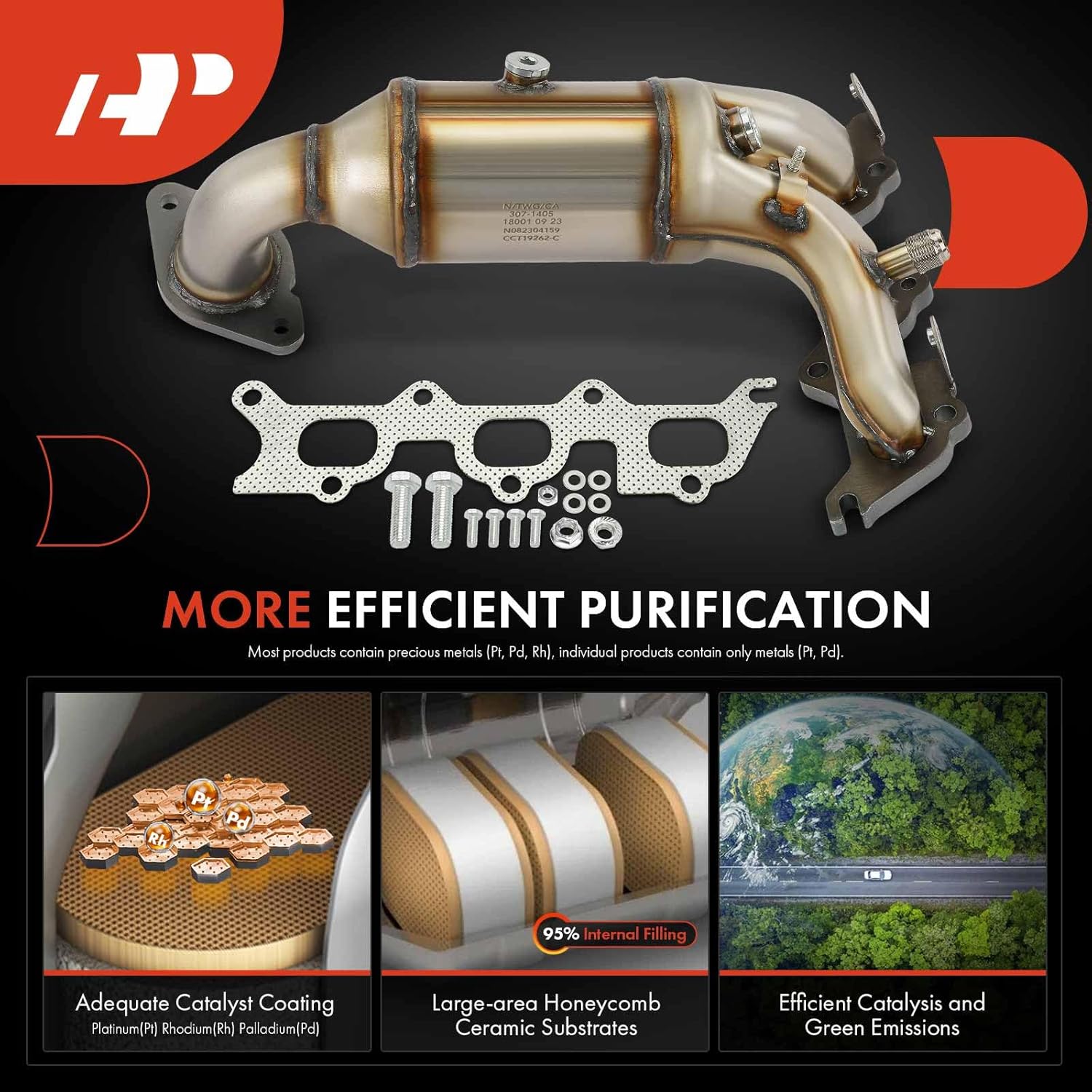 A-Premium Front Right Exhaust Manifold Catalytic Converter Kit Direct-Fit Compatible with Dodge Avenger 2008-2010 & Chrysler Sebring 2007-2010, 2.7L, EPA Compliant