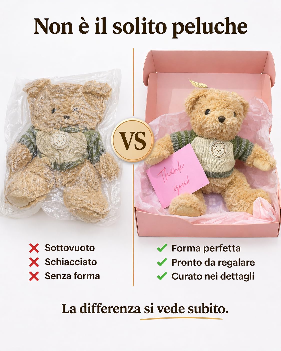 LEIGHT Orsacchiotto di Peluche Morbido con Maglione – 30cm Pupazzo Coccoloso per Bambini & Adulti, Regalo Perfetto & Decorazione Elegante (MAGLIONE ORSACCHIOTTO VERDE)