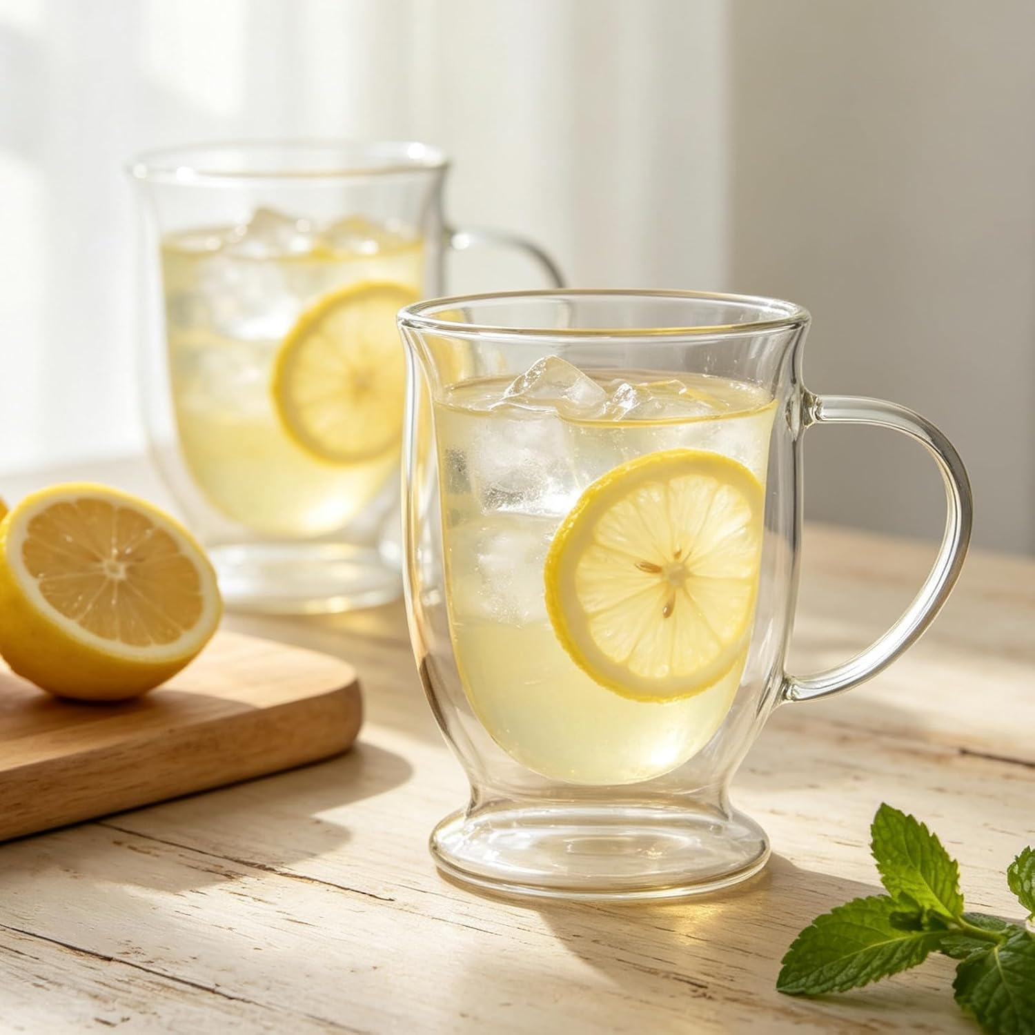 HillSpring 12oz Double Walled Glass Coffee Mug, 1-Pack
